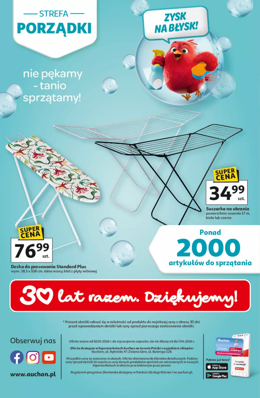 Gazetka promocyjna Auchan - Strefa Porządki Hipermarket - ważna 19.03 do 25.03.2026 - strona 32 - produkty: Deska do prasowania, Gra, Suszarka, Tera, Ubrania
