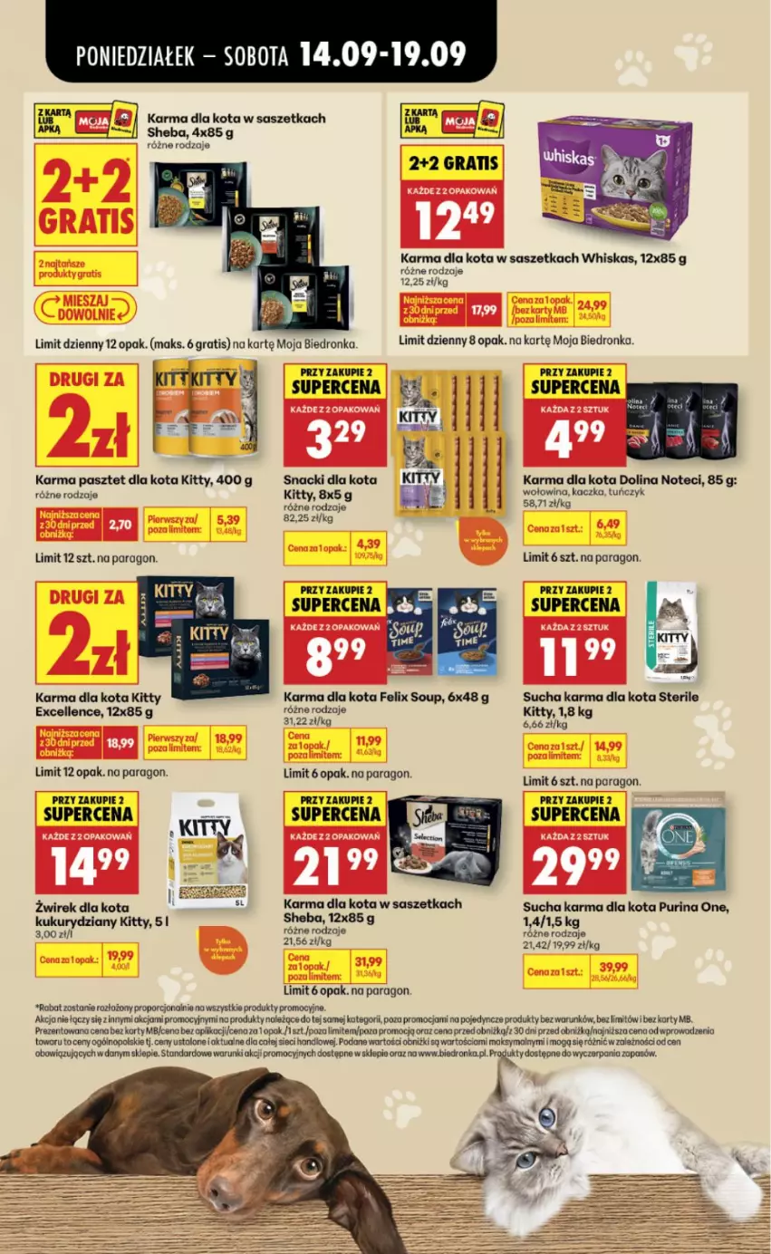 Gazetka promocyjna Biedronka - Gazetka - ważna 14.09 do 21.09.2026 - strona 2 - produkty: Felix, Gra, Kaczka, Pasztet, Por, Pur, Purina, Sheba, Sucha karma, Tuńczyk, Whiskas, Wołowina