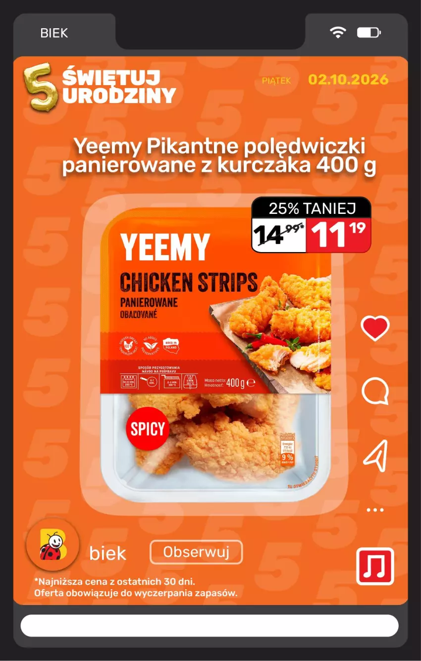Gazetka promocyjna Biedronka - BIEK - ważna 02.10 do 09.10.2026 - strona 9 - produkty: Fa, Kurczak, Polędwiczki panierowane