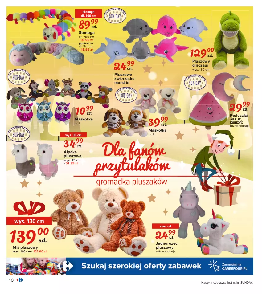 Gazetka promocyjna Carrefour - Gazetka Carrefour Zabawki - ważna 02.11 do 28.11.2021 - strona 10 - produkty: Arbuz, Dinozaur, Fa, Jednorożec, Pluszak, Pluszowe zwierzątko, Poduszka