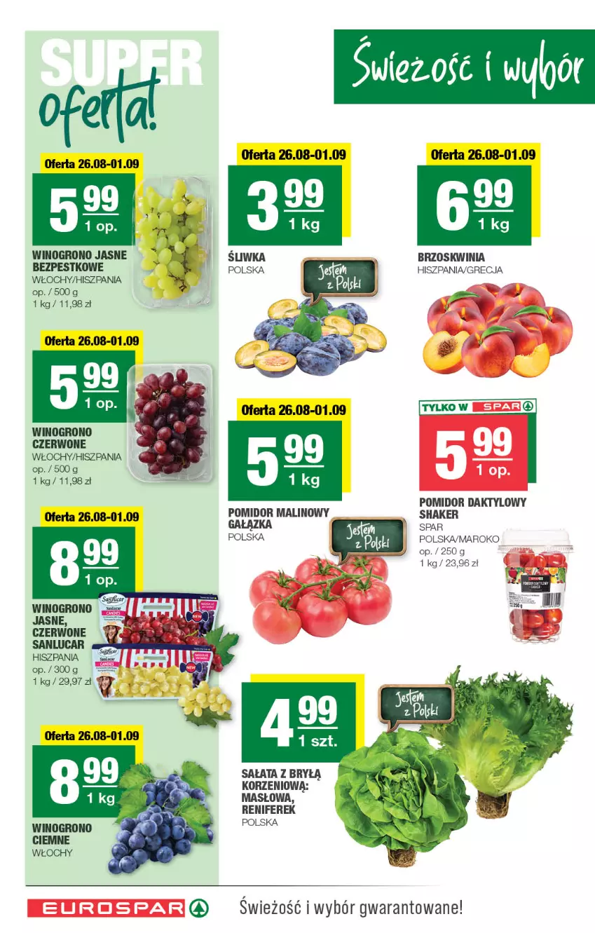 Gazetka promocyjna Spar - EuroSpar - ważna 26.08 do 06.09.2026 - strona 2 - produkty: Masło, Pomidor malinowy, Renifer, Sałat, Wino