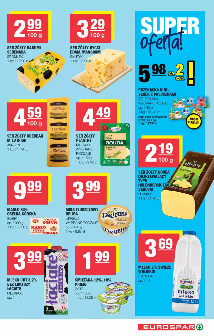 Gazetka promocyjna Spar - EuroSpar - ważna 26.08 do 06.09.2026 - strona 5 - produkty: Cheddar, Delma, Edam, Fa, Maasdam, Masło, Miks tłuszczowy, Mleko, Ser, Zott