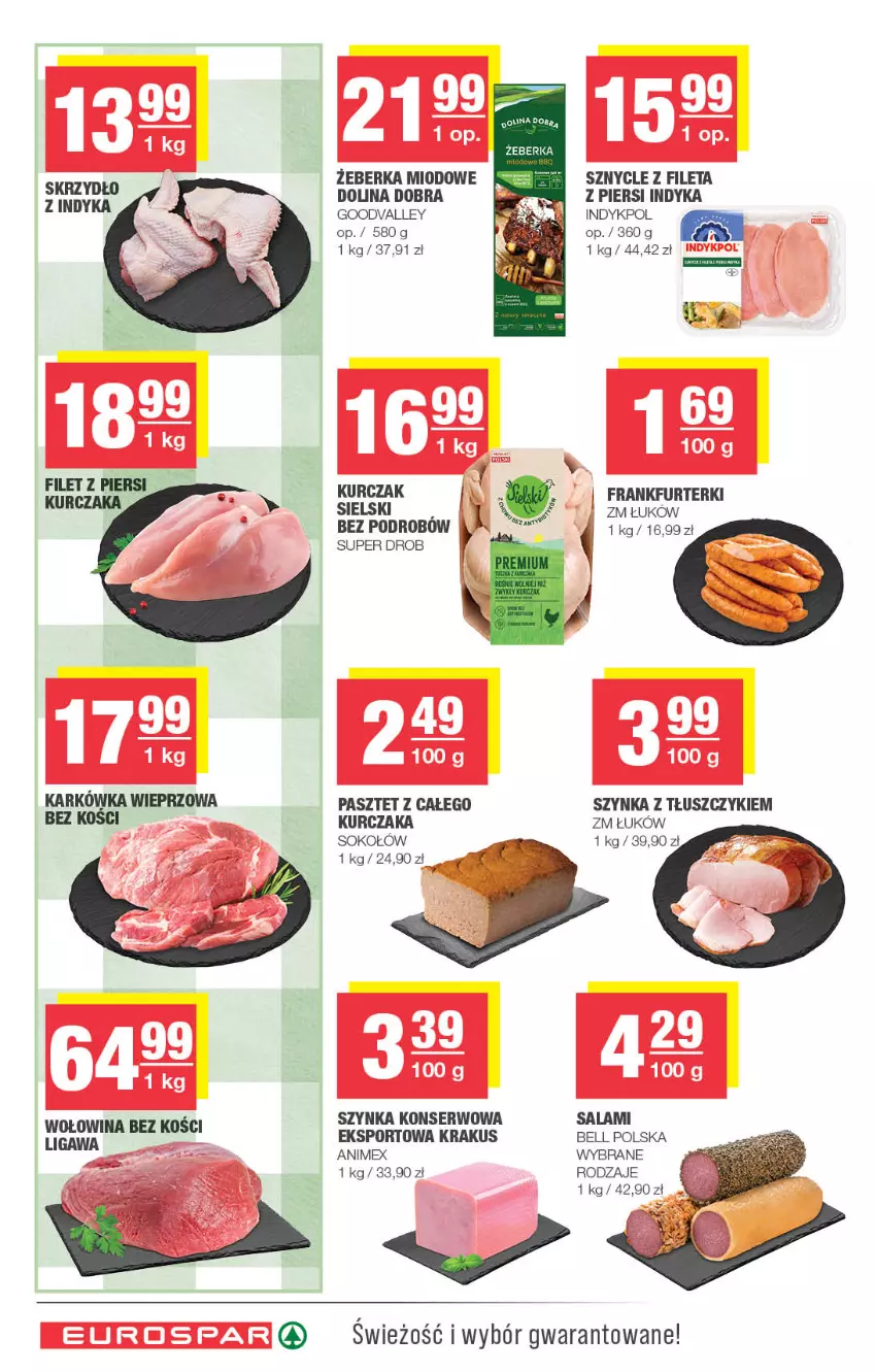 Gazetka promocyjna Spar - EuroSpar - ważna 26.08 do 06.09.2026 - strona 6 - produkty: Bell, Filet z piersi kurczaka, Frankfurterki, Karkówka wieprzowa, Krakus, Kurczak, Pasztet, Por, Salami, Ser, Sok, Sokołów, Sport, Szynka, Szynka konserwowa, Wołowina, Wołowina bez kości
