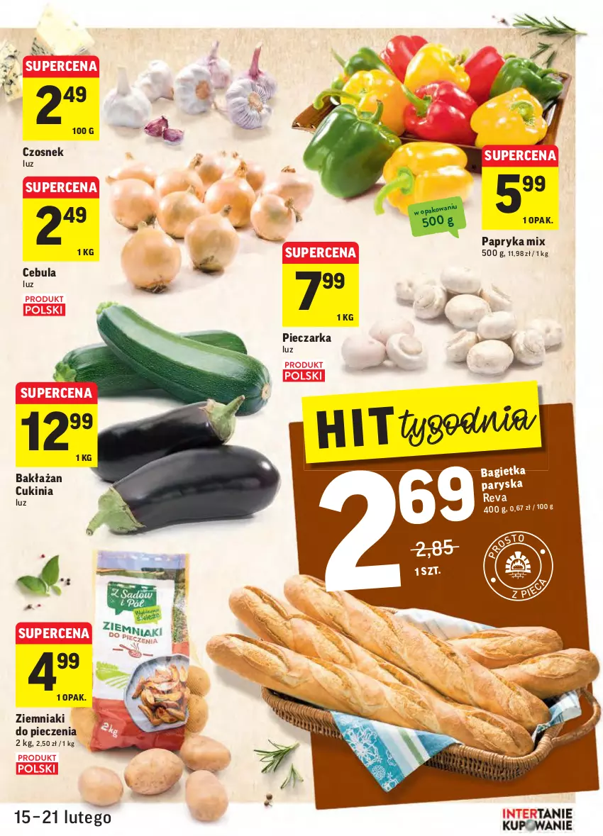 Gazetka promocyjna Intermarche - Gazetka promocyjna - ważna 15.02 do 21.02.2022 - strona 21 - produkty: Cebula, Czosnek, Papryka, Piec, Pieczarka, Ziemniaki