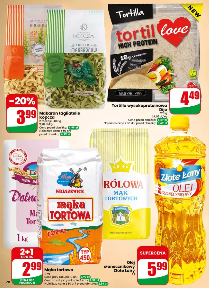 Gazetka promocyjna Dino - Gazetka 19 / 2026 - ważna 06.05 do 12.05.2026 - strona 20 - produkty: Makaron, Olej, Olej słonecznikowy, Sok, Tagliatelle, Tortilla
