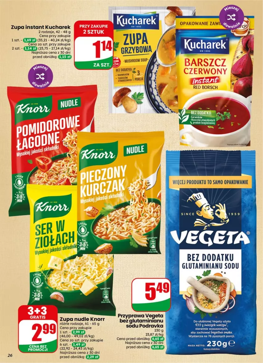 Gazetka promocyjna Dino - Gazetka 19 / 2026 - ważna 06.05 do 12.05.2026 - strona 26 - produkty: Kucharek, Podravka, Por, Vegeta, Zupa