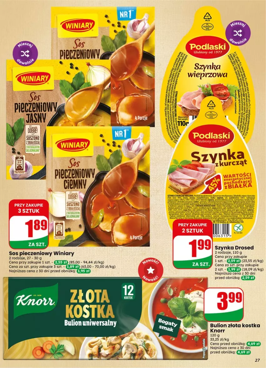 Gazetka promocyjna Dino - Gazetka 19 / 2026 - ważna 06.05 do 12.05.2026 - strona 27 - produkty: Bulion, Knorr, Lion, Piec, Sos, Sos pieczeniowy, Szynka, Winiary, Woda