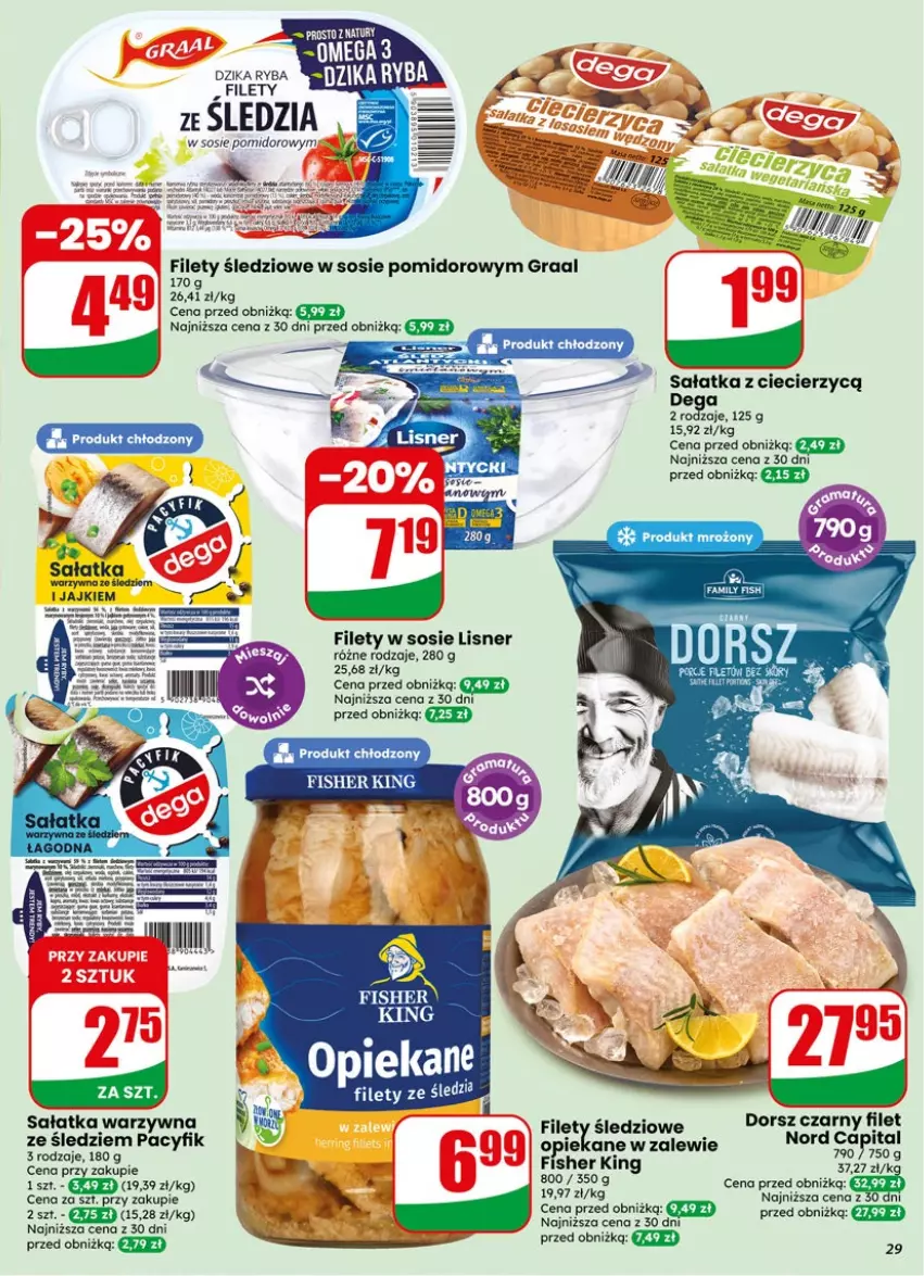 Gazetka promocyjna Dino - Gazetka 19 / 2026 - ważna 06.05 do 12.05.2026 - strona 29 - produkty: Dega, Dorsz, Gra, Graal, Lisner, Ryba, Sałat, Sałatka, Sałatka warzywna, Sos