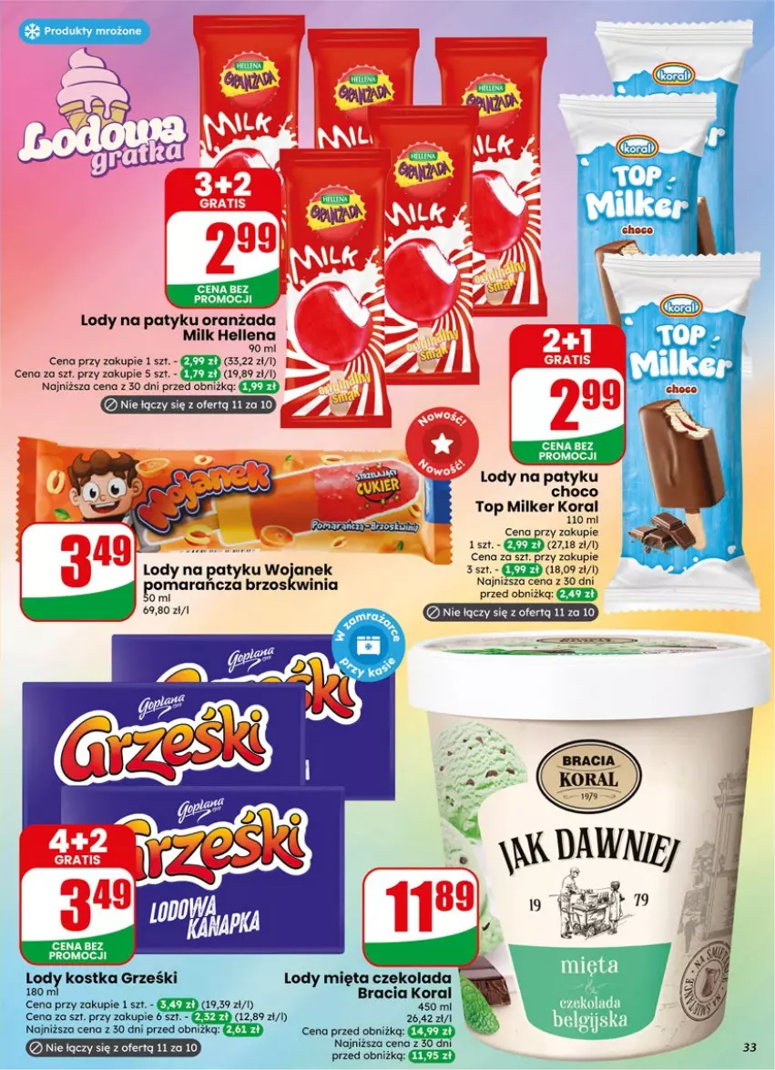 Gazetka promocyjna Dino - Gazetka 19 / 2026 - ważna 06.05 do 12.05.2026 - strona 33 - produkty: Czekolada, Hellena, LG, Lody, Mięta, Oranżada, Produkty mrożone, Top