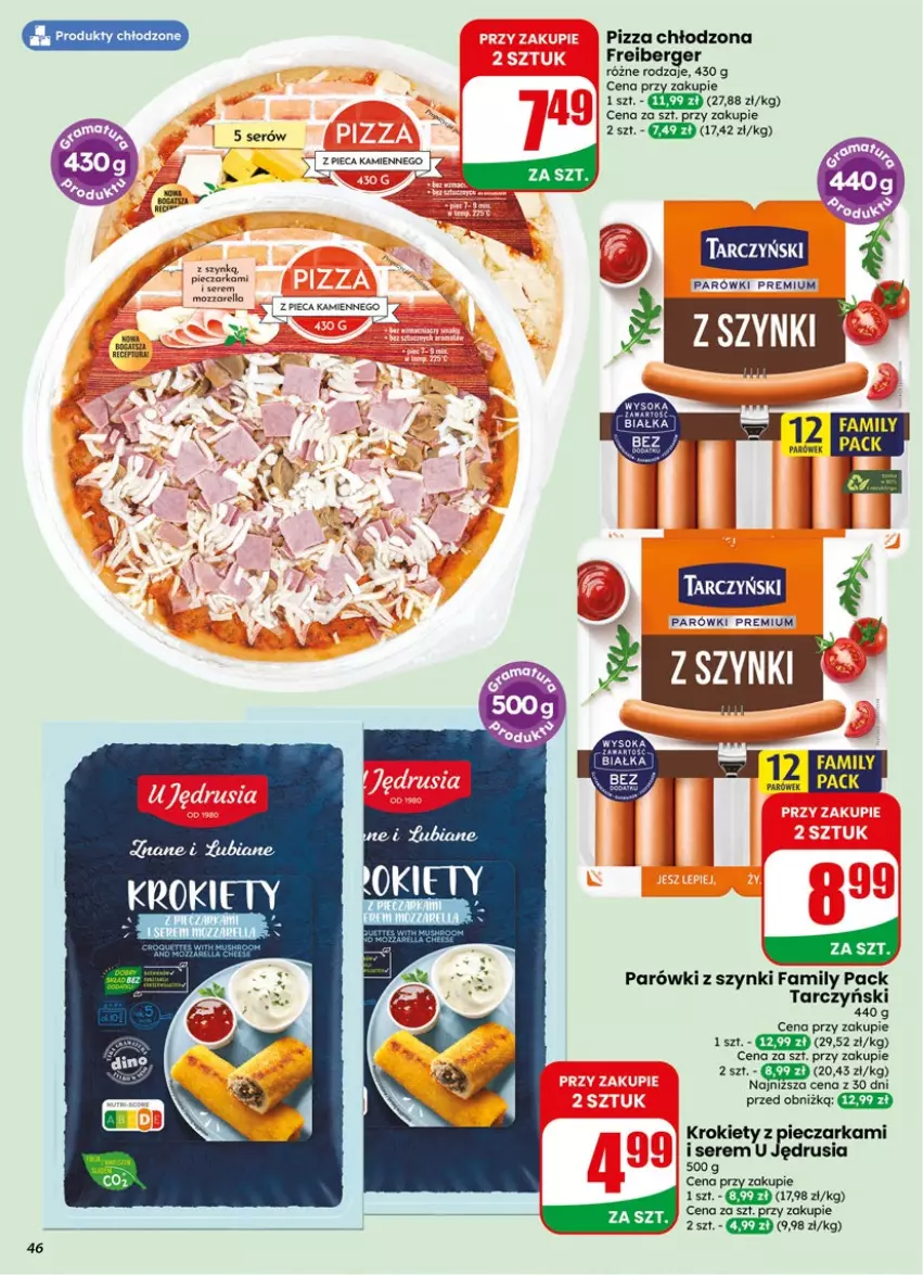 Gazetka promocyjna Dino - Gazetka 19 / 2026 - ważna 06.05 do 12.05.2026 - strona 46 - produkty: Fa, Krokiety, Parówki, Parówki z szynki, Piec, Ser, Sok, Tarczyński