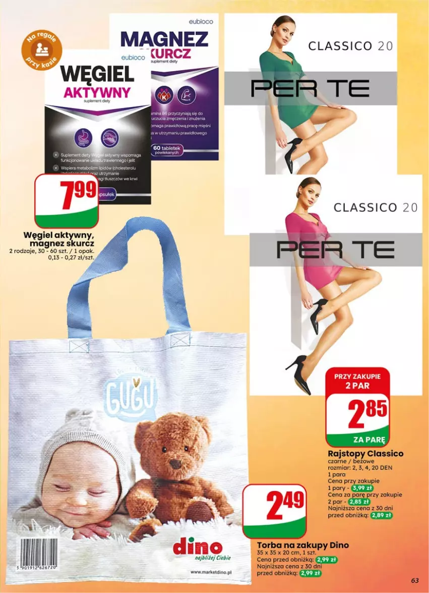 Gazetka promocyjna Dino - Gazetka 19 / 2026 - ważna 06.05 do 12.05.2026 - strona 63 - produkty: JBL, Magnez, Rajstopy, Top, Torba, Torba na zakupy, Węgiel aktywny
