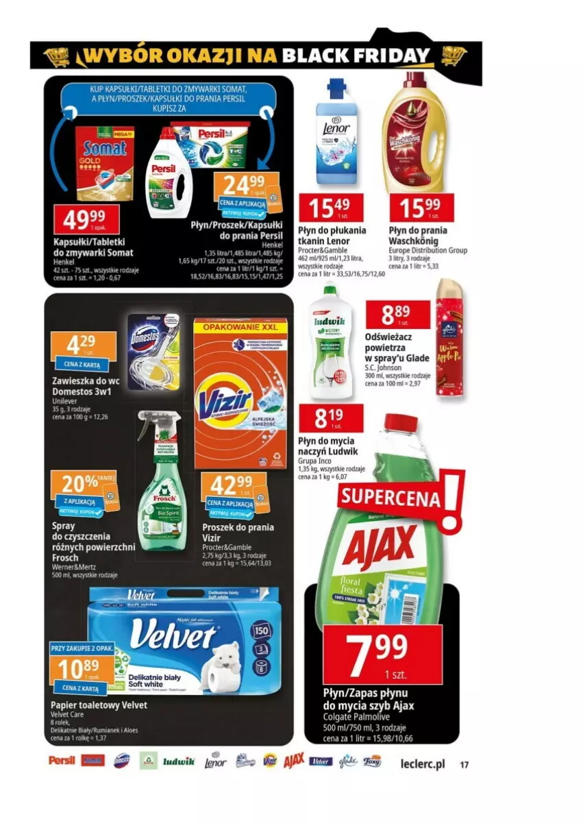 Gazetka promocyjna E Leclerc - ważna 19.11 do 30.11.2024 - strona 9 - produkty: Ajax, Colgate, Do mycia naczyń, Domestos, Frosch, Lenor, LG, Ludwik, Płyn do mycia, Płyn do mycia naczyń, Płyn do płukania, Płyn do prania, Somat, Tablet, Zmywarki