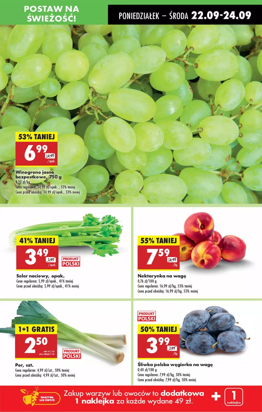 Gazetka promocyjna Biedronka - Od Poniedziałku - ważna 22.09 do 27.09.2025 - strona 13 - produkty: Klej, Nektar, Nektarynka, Por, Seler naciowy, Wino
