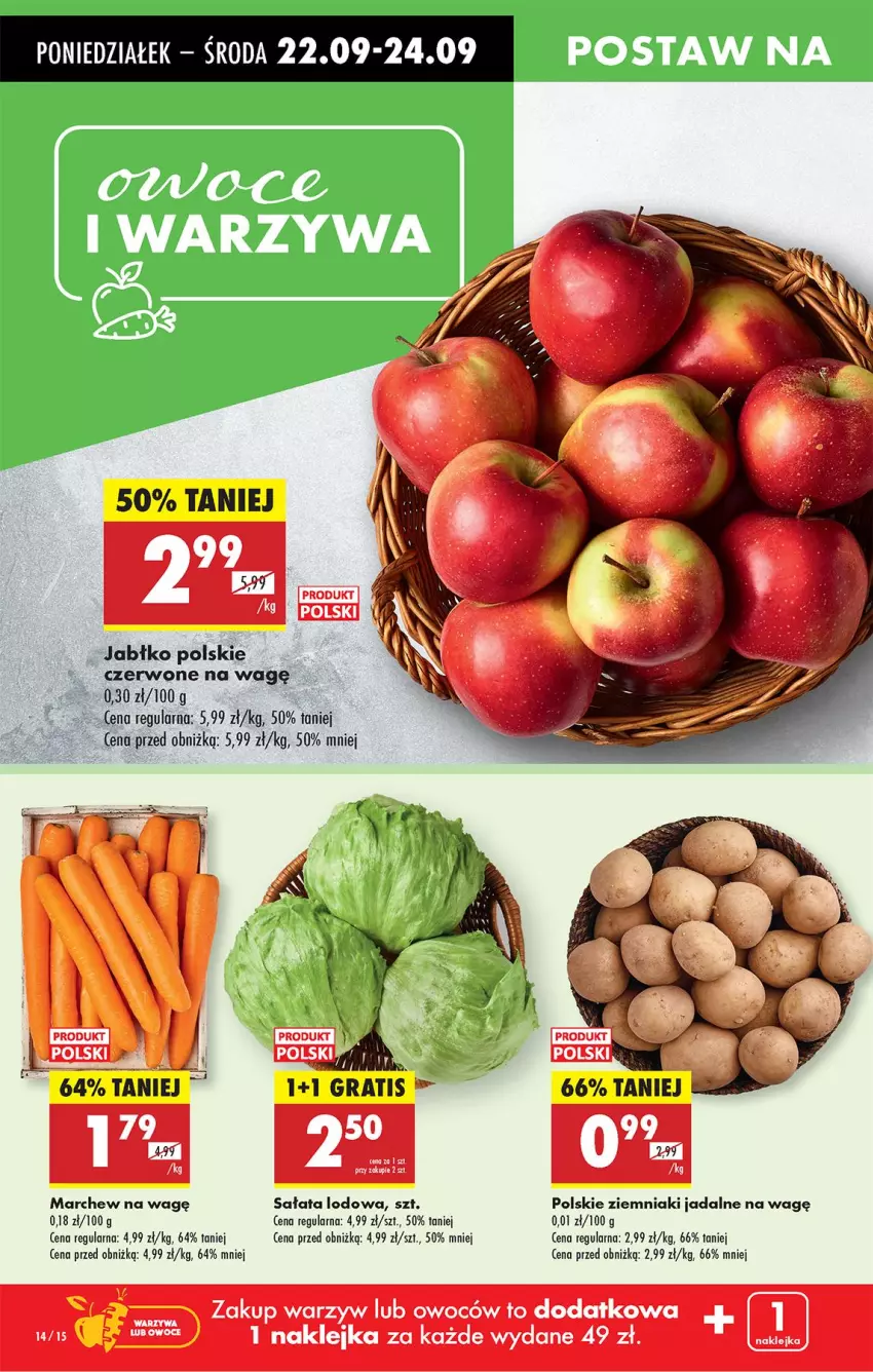Gazetka promocyjna Biedronka - Od Poniedziałku - ważna 22.09 do 27.09.2025 - strona 14 - produkty: Sałat, Sałata lodowa, Sól, Warzywa, Ziemniaki