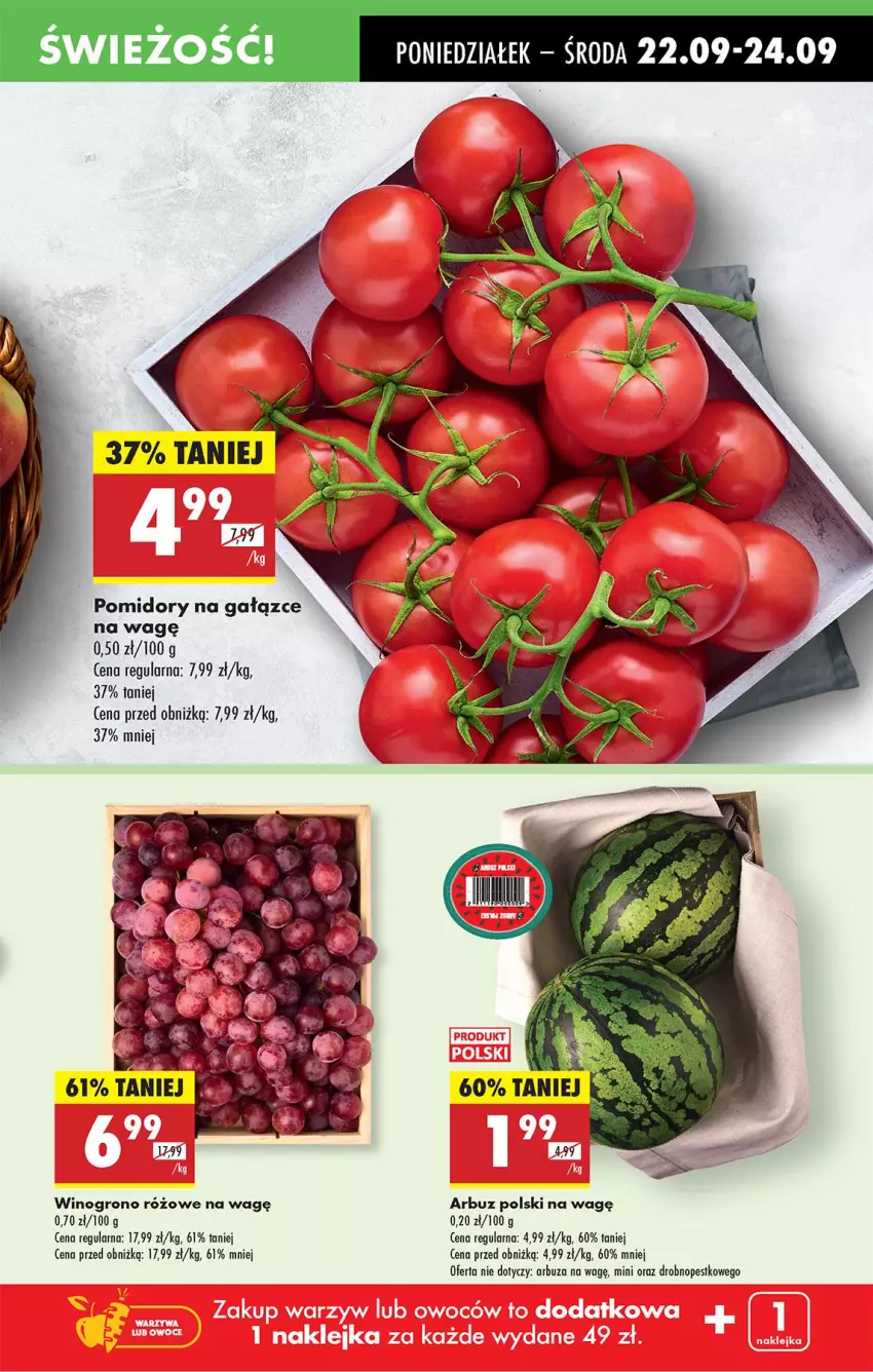 Gazetka promocyjna Biedronka - Od Poniedziałku - ważna 22.09 do 27.09.2025 - strona 15 - produkty: Arbuz, Fa, Pomidory, Wino