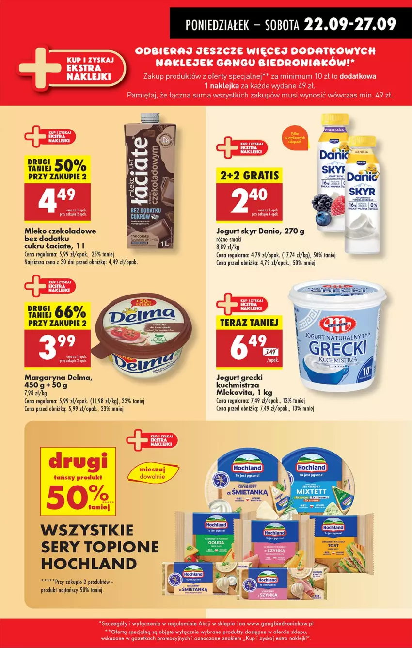 Gazetka promocyjna Biedronka - Od Poniedziałku - ważna 22.09 do 27.09.2025 - strona 23 - produkty: Danio, Delma, Gra, Hochland, Jogurt, Margaryna, Mleko, Mlekovita, Ser, Tera, Top