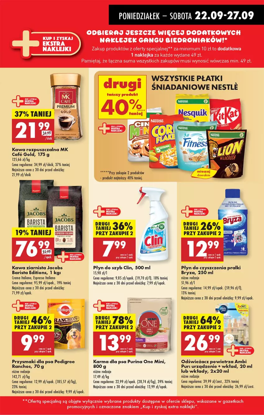 Gazetka promocyjna Biedronka - Od Poniedziałku - ważna 22.09 do 27.09.2025 - strona 29 - produkty: Bryza, Clin, Danio, Jacobs, Kawa, Kawa rozpuszczalna, Kawa ziarnista, LG, Pedigree, Płyn do szyb, Pralki, Przysmaki, Pur, Purina