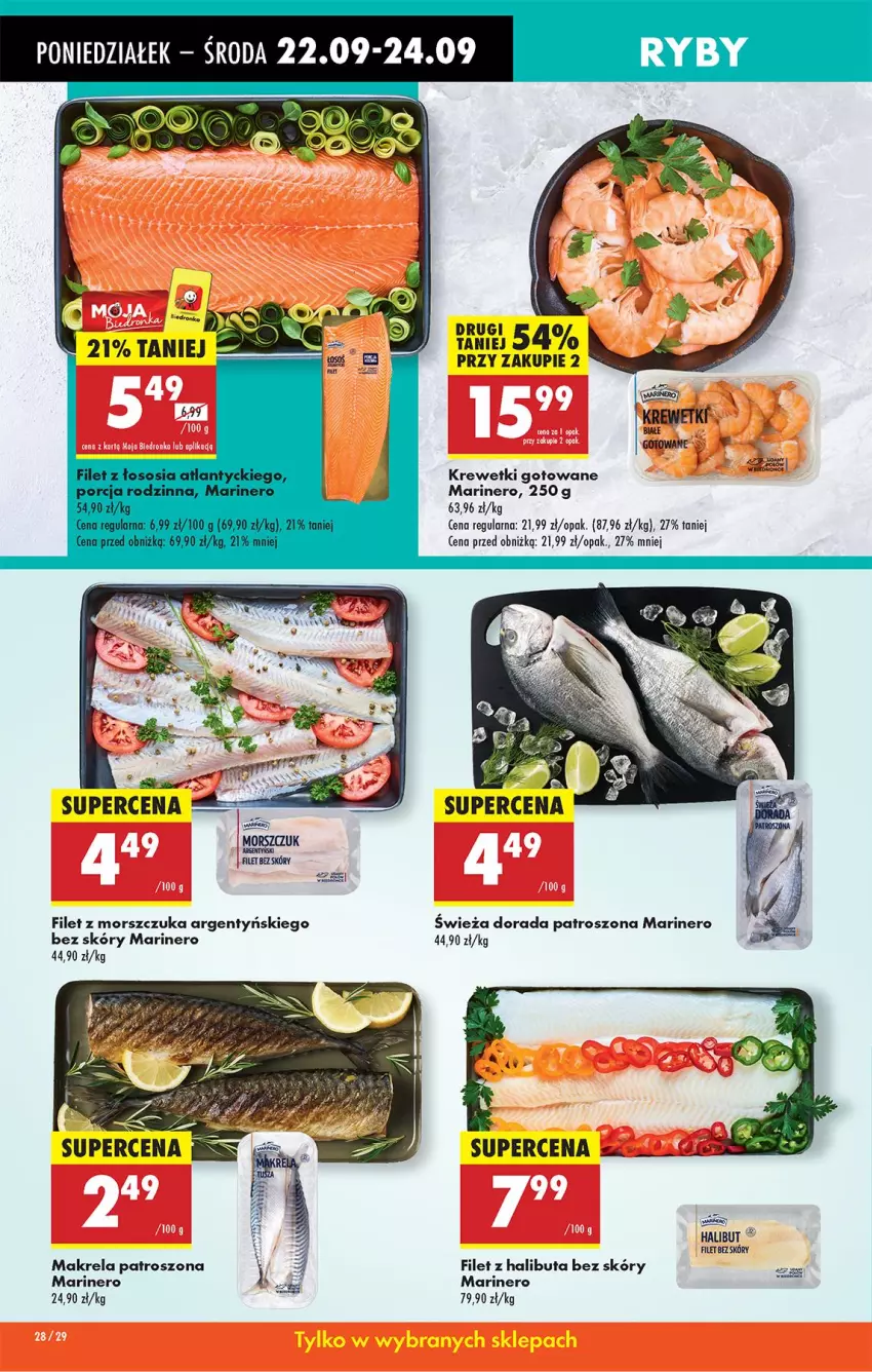 Gazetka promocyjna Biedronka - Od Poniedziałku - ważna 22.09 do 27.09.2025 - strona 32 - produkty: Filet z morszczuka, Halibut, Krewetki