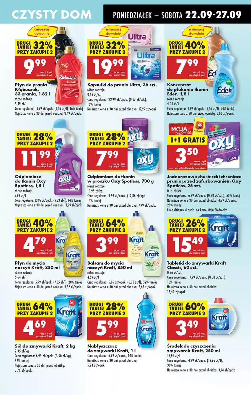 Gazetka promocyjna Biedronka - Od Poniedziałku - ważna 22.09 do 27.09.2025 - strona 57 - produkty: Chusteczki, Fa, Kapsułki do prania, Leon, Odplamiacz, Olej, Oliwa, Płyn do mycia, Płyn do prania, Tablet, Tabletki do zmywarki, Tera, Zmywarki
