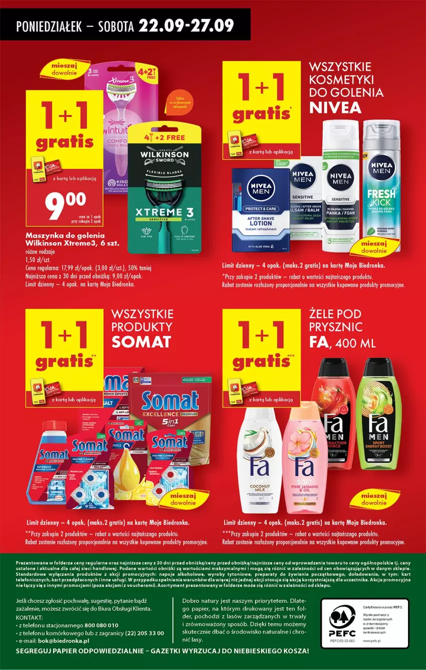 Gazetka promocyjna Biedronka - Od Poniedziałku - ważna 22.09 do 27.09.2025 - strona 60 - produkty: Fa, Gra, Maszynka, Maszynka do golenia, Milka, Nivea, Por, Sati, Somat, Szynka