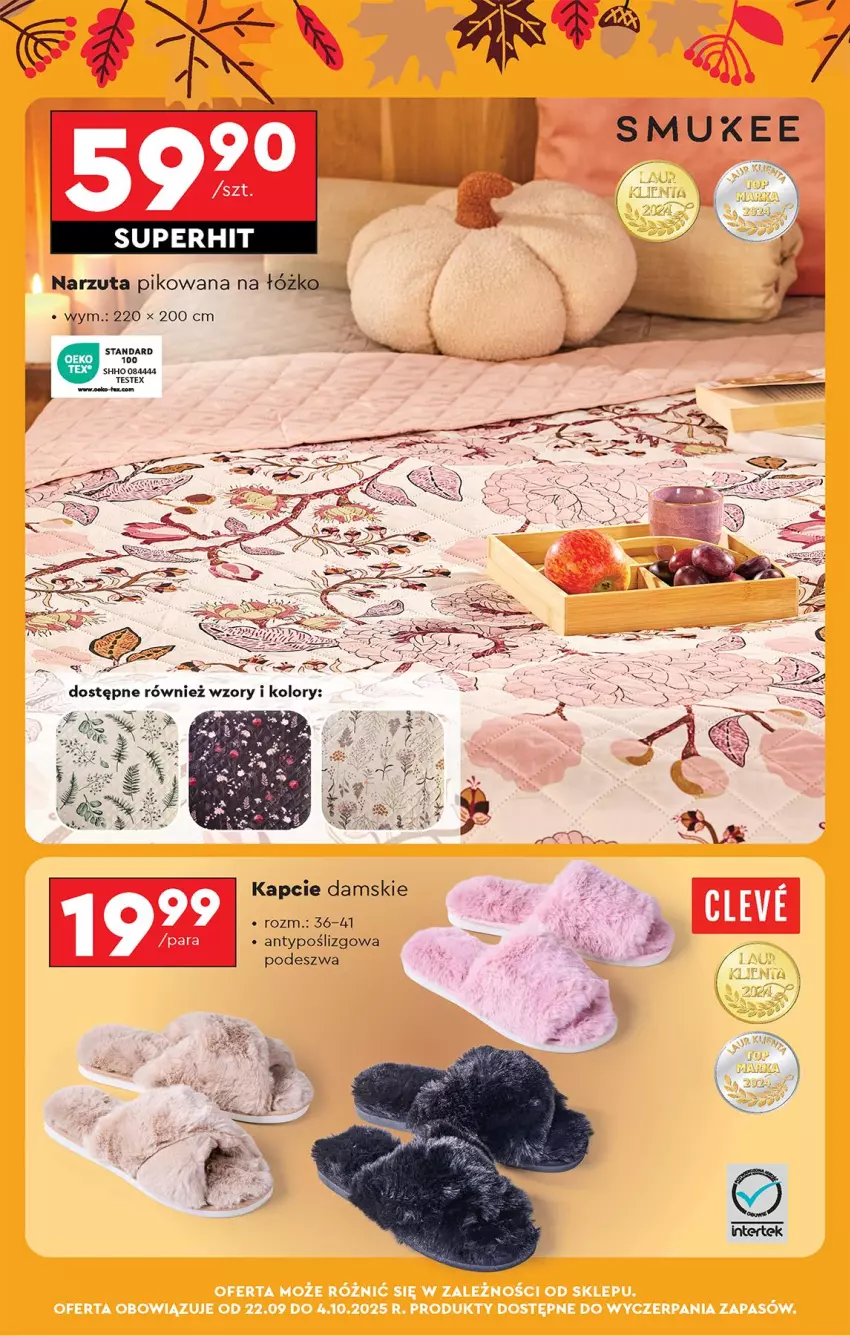 Gazetka promocyjna Biedronka - Od Poniedziałku - ważna 22.09 do 27.09.2025 - strona 73 - produkty: Kapcie, Narzuta