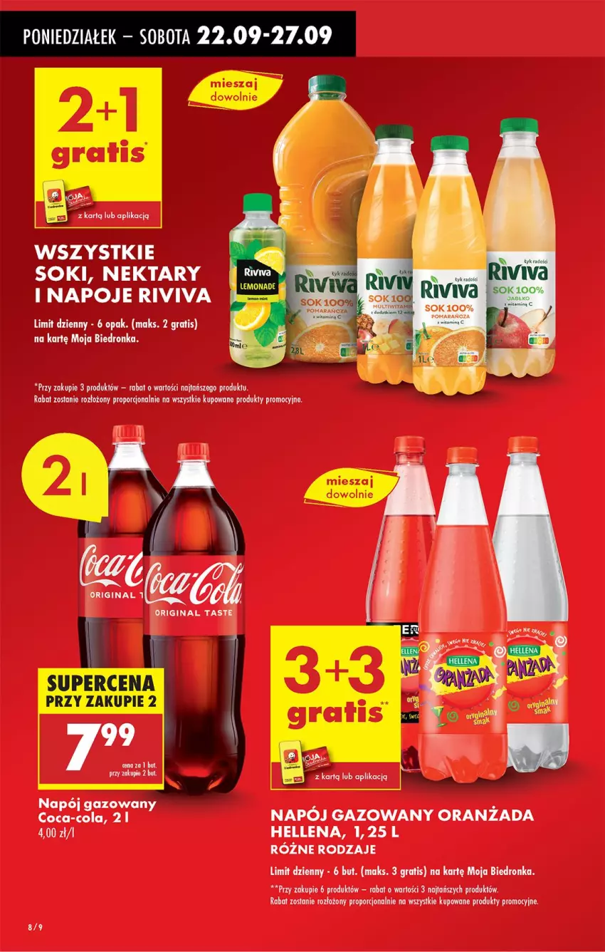 Gazetka promocyjna Biedronka - Od Poniedziałku - ważna 22.09 do 27.09.2025 - strona 8 - produkty: Gin, Gra, Hellena, Napój, Napój gazowany, Oranżada, Por, Sok