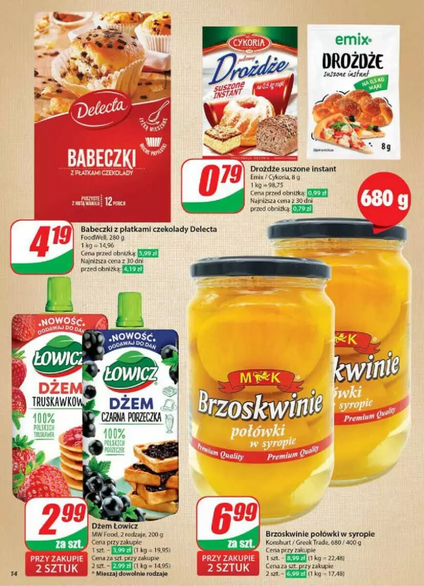 Gazetka promocyjna Dino - ważna 02.01 do 07.01.2025 - strona 6 - produkty: Babeczki, Brzoskwinie, Delecta, Drożdże, Dżem, Syrop