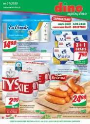 Gazetka promocyjna Dino - Gazetka - ważna od 07.01 do 07.01.2025 - strona 1 - produkty: Piwa, Piwo, Por, JBL, Gra, Papier, Tyskie, Papier toaletowy, Masło, Kiełbasa, Kiełbasa śląska