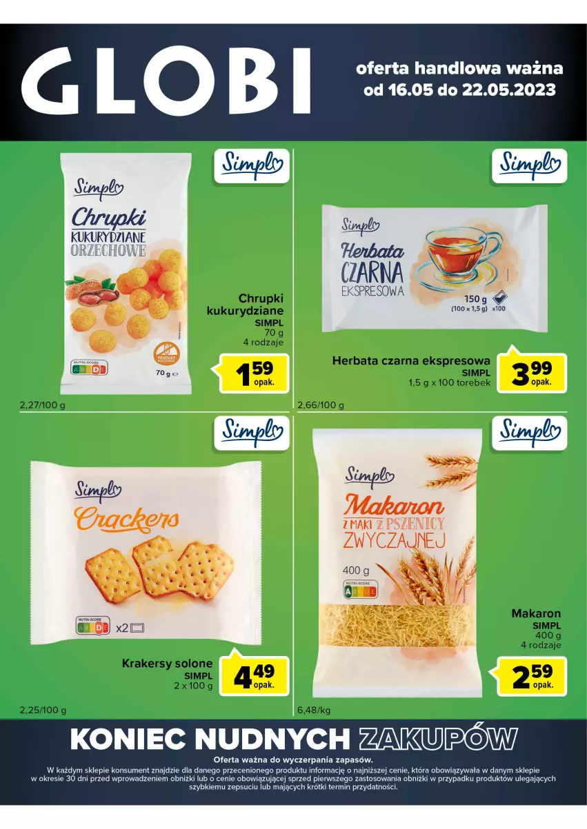 Gazetka promocyjna Carrefour - Gazetka Globi - ważna 16.05 do 22.05.2023 - strona 2 - produkty: Chrupki, Herbata, Herbata czarna, Krakersy, Makaron