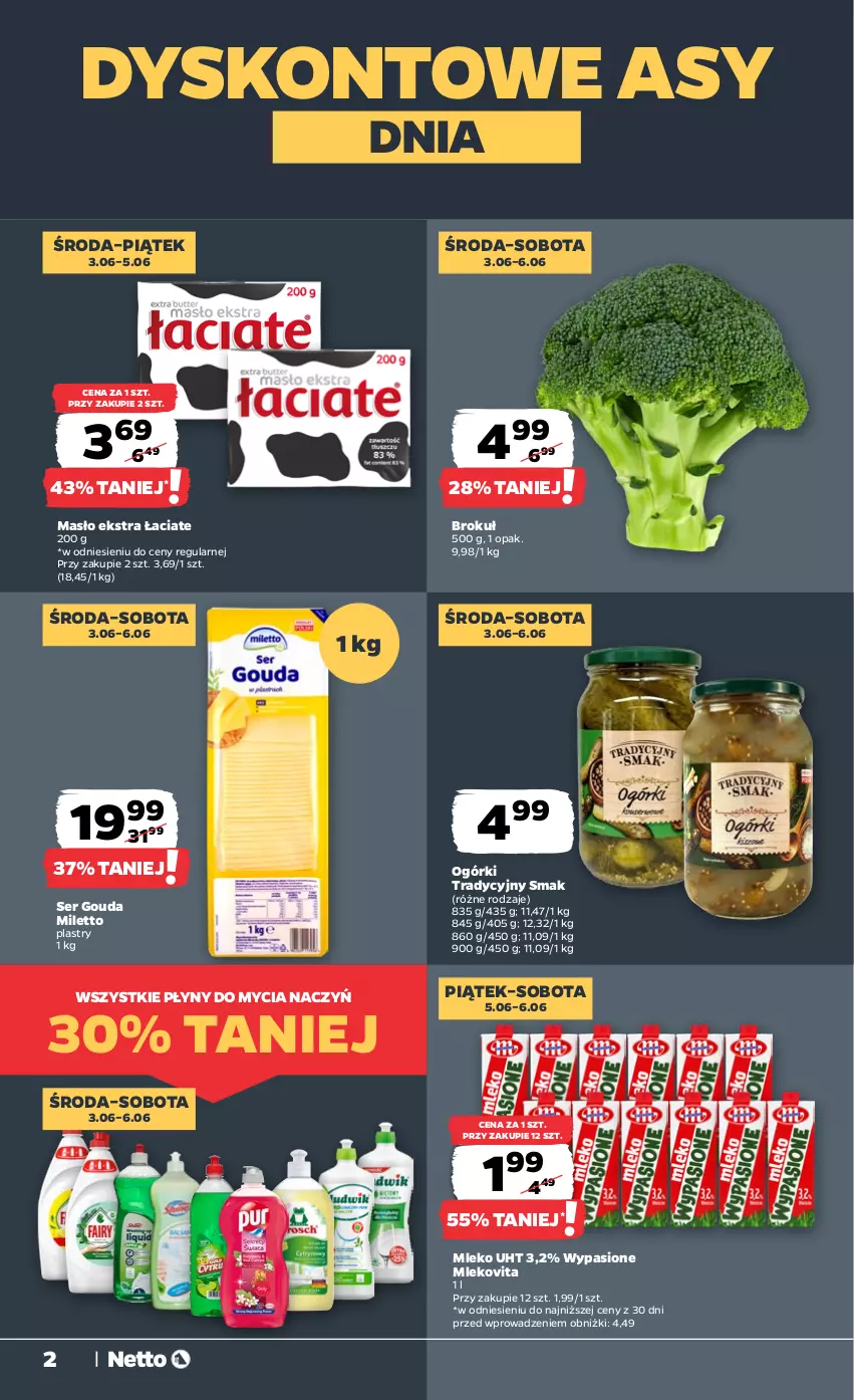Gazetka promocyjna Netto - Od Środy - ważna 03.06 do 06.06.2026 - strona 2 - produkty: Do mycia naczyń, Gouda, Masło, Mleko, Mlekovita, Ser