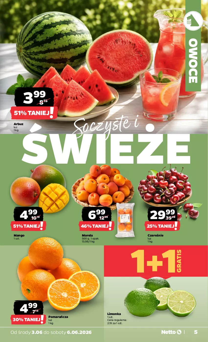 Gazetka promocyjna Netto - Od Środy - ważna 03.06 do 06.06.2026 - strona 5 - produkty: Arbuz, Gra, Limonka, Mango, Morela, Owoce