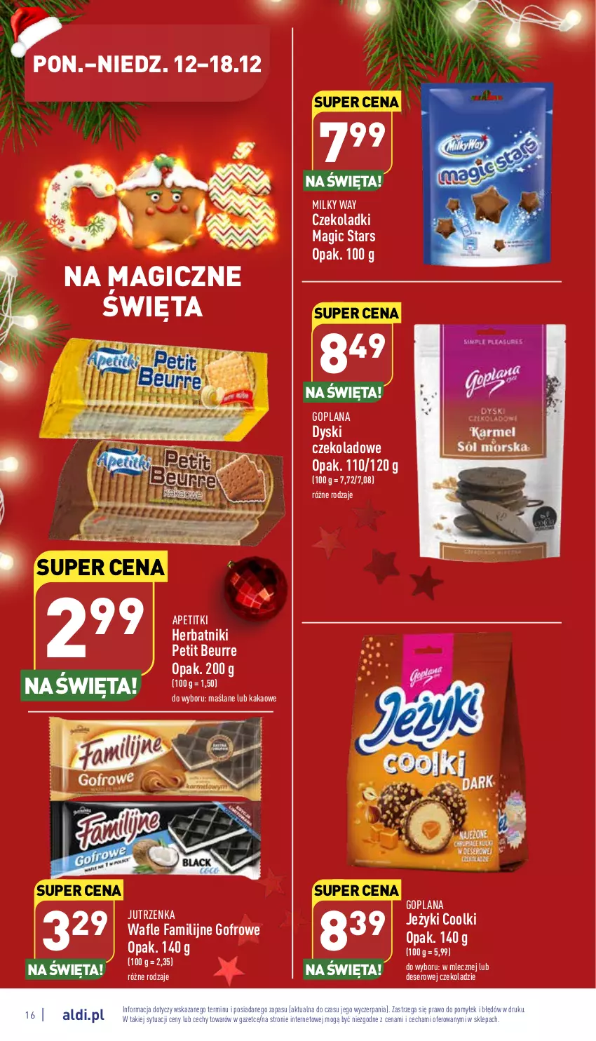 Gazetka promocyjna Aldi - Pełny katalog - ważna 12.12 do 18.12.2022 - strona 16 - produkty: Deser, Fa, Goplana, Herbatniki, Herbatniki Petit Beurre, Jeżyki, Jutrzenka, Kakao, LANA, Milky Way, Ser, Wafle