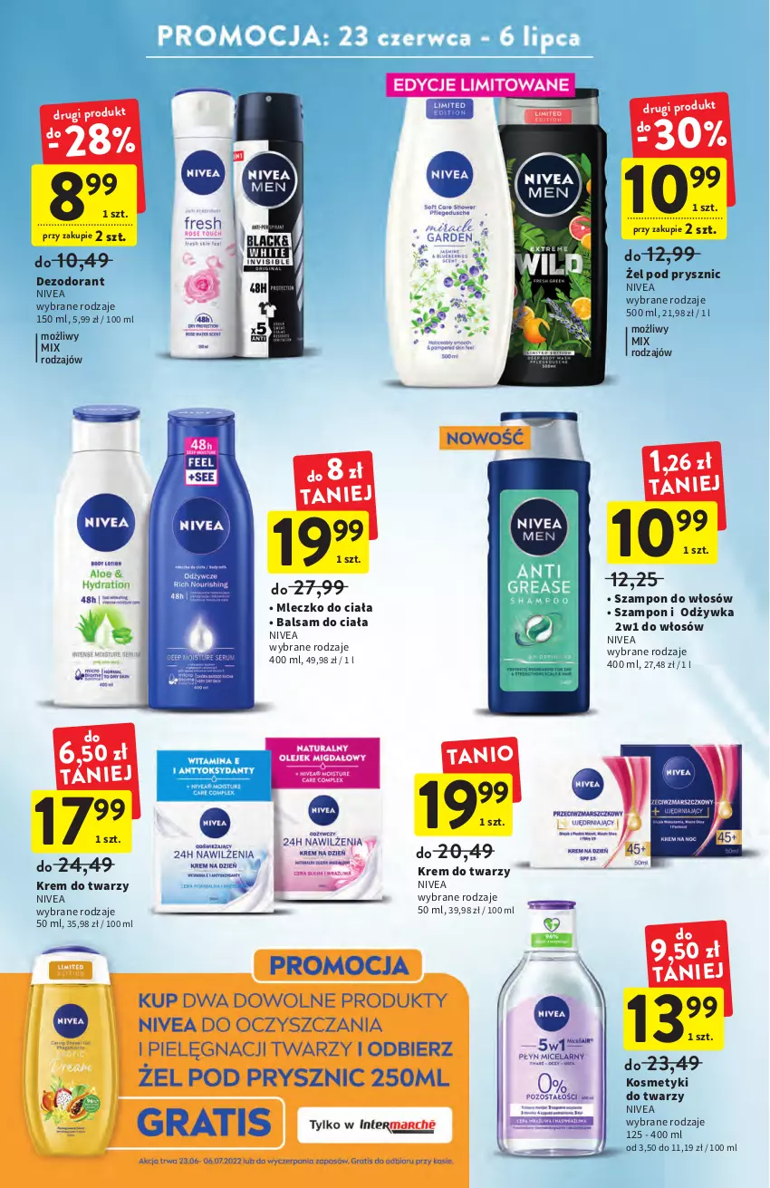 Gazetka promocyjna Intermarche - Start Tygodnia - ważna 27.06 do 29.06.2022 - strona 34 - produkty: Balsam do ciała, Dezodorant, Krem do twarzy, Mleczko, Mleczko do ciała, Nivea, Odżywka, Szampon