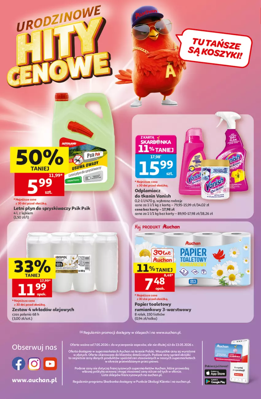 Gazetka promocyjna Auchan - 30 Lat Supermarket - ważna 07.05 do 13.05.2026 - strona 8 - produkty: Odplamiacz, Olej, Papier, Papier toaletowy, Płyn do spryskiwaczy, Rum, Tera, Vanish