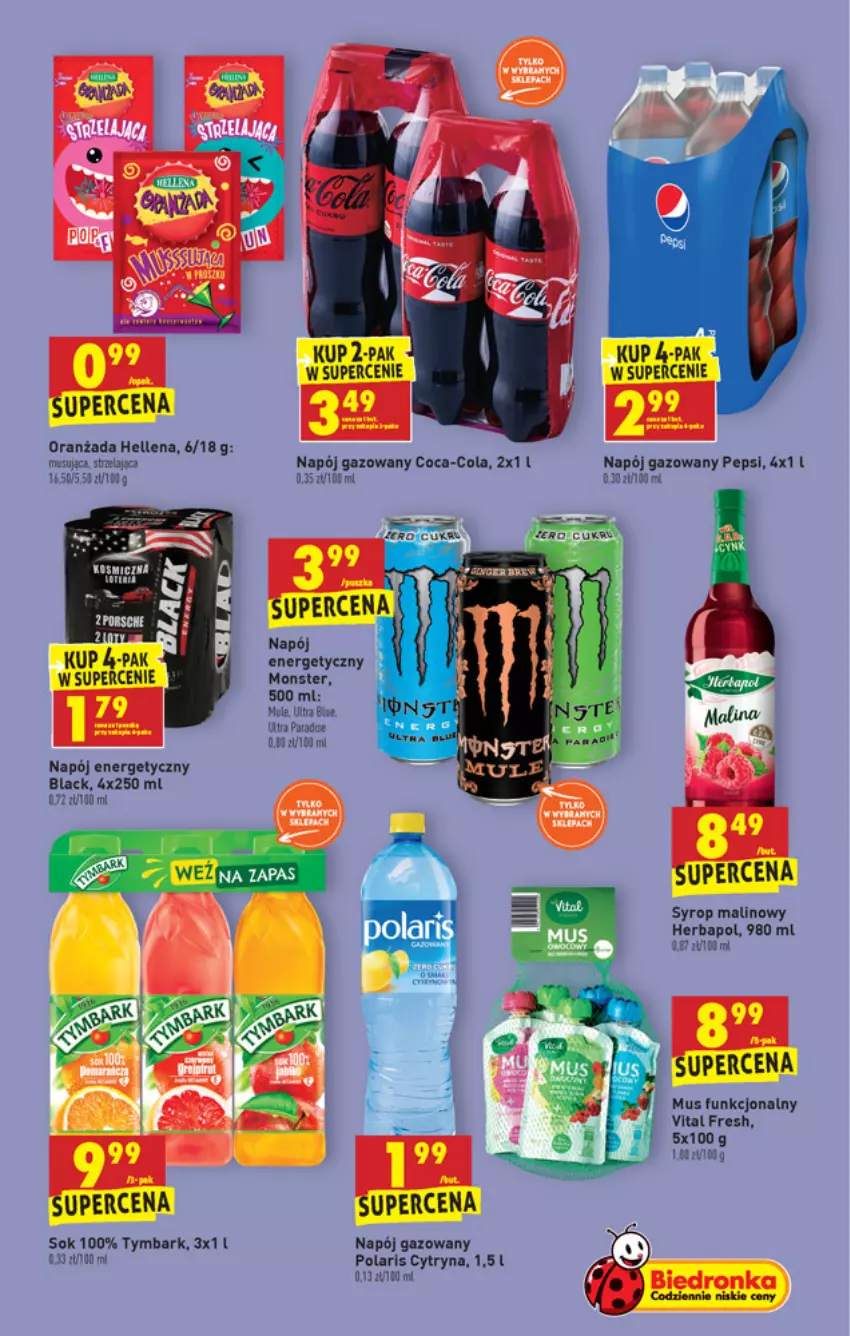 Gazetka promocyjna Biedronka - W tym tygodniu - ważna 01.07 do 07.07.2021 - strona 41 - produkty: Coca-Cola, Fa, Hellena, Herbapol, Lack, Mus, Napój, Napój energetyczny, Napój gazowany, Oranżada, Pepsi, Por, Sok, Syrop, Tymbark