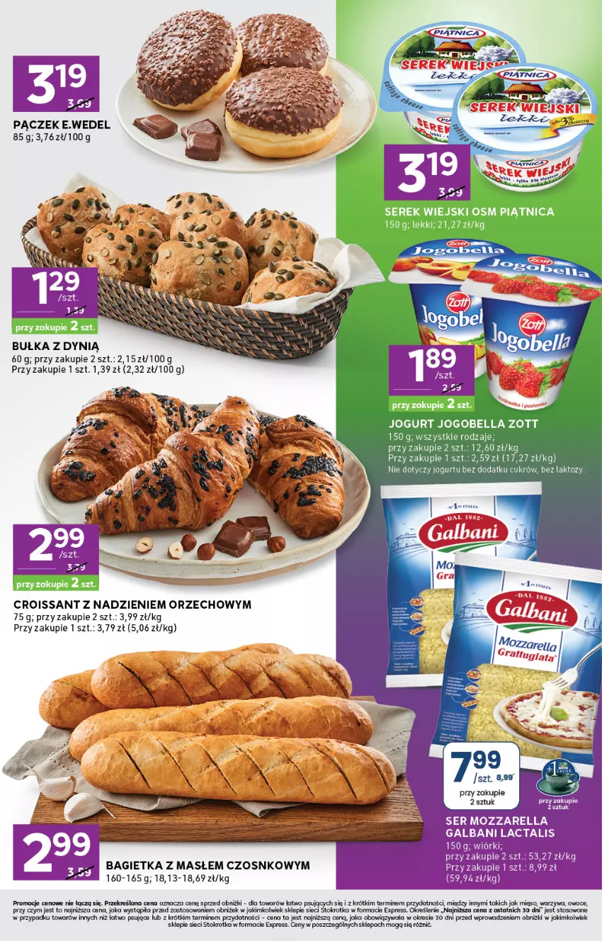 Gazetka promocyjna Stokrotka - Stokrotka Express - ważna 17.07 do 23.07.2025 - strona 3 - produkty: Bagietka, Bell, Bella, Bułka, Croissant, Dynią, Galbani, Jogobella, Jogurt, Mięso, Owoce, Pączek, Piątnica, Rum, Ser, Serek, Serek wiejski, Warzywa, Zott