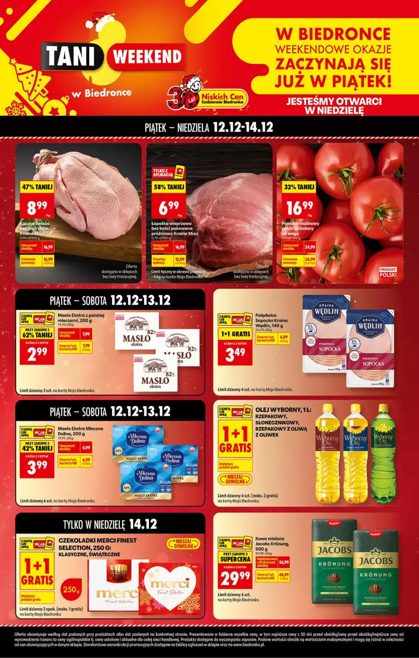 Gazetka promocyjna Biedronka - Tani Weekend - ważna 12.12 do 13.12.2025 - strona 1 - produkty: Gra, Kawa, Kawa mielona, LG, Masło, Merci, Olej