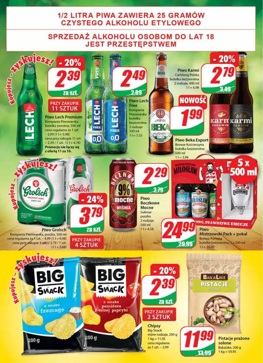 Gazetka promocyjna Dino - Gazetka - ważna 23.06 do 29.06.2021 - strona 18 - produkty: Chipsy, Fortuna, Karmi, Pistacje, Piwo