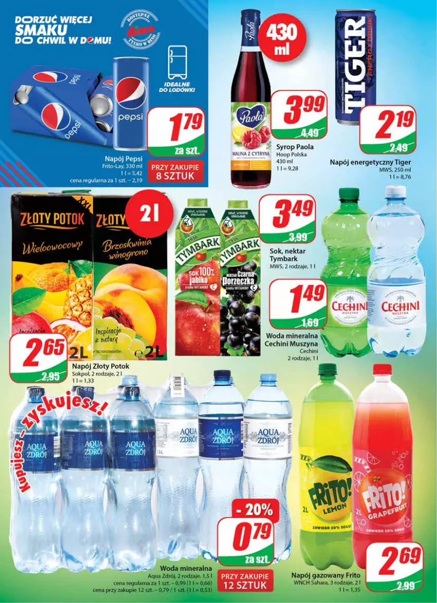 Gazetka promocyjna Dino - Gazetka - ważna 23.06 do 29.06.2021 - strona 2 - produkty: Hoop, Mus, Napój, Napój gazowany, Nektar, Paola, Sok, Syrop, Szyna, Tymbark, Woda, Woda mineralna