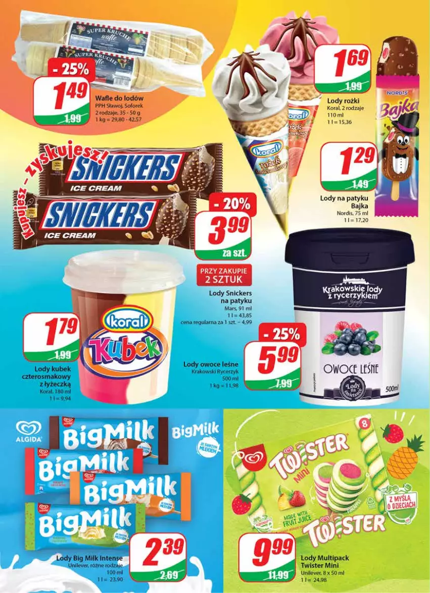 Gazetka promocyjna Dino - Gazetka - ważna 23.06 do 29.06.2021 - strona 6 - produkty: Lody, Mars, Owoce, Snickers