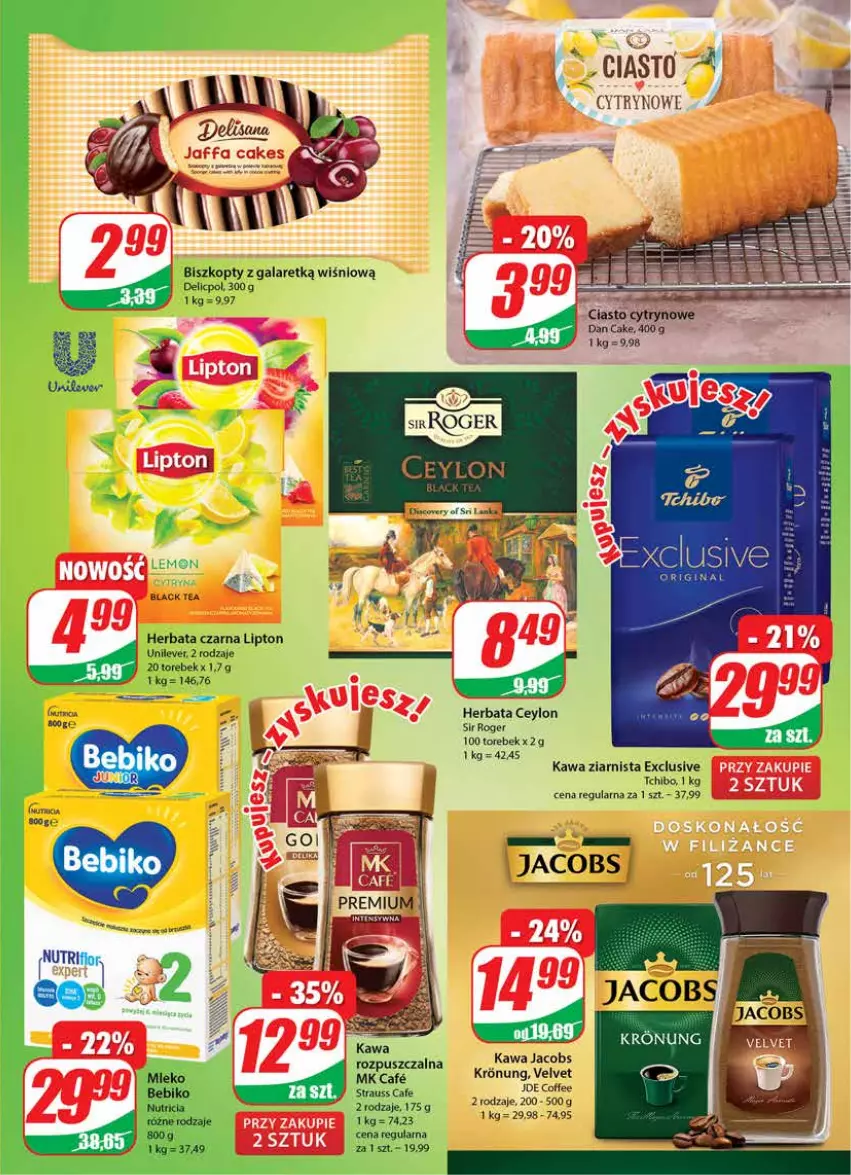 Gazetka promocyjna Dino - Gazetka - ważna 23.06 do 29.06.2021 - strona 7 - produkty: Biszkopty, Gala, Herbata, Herbata czarna, Jacobs, Kawa, Kawa ziarnista, Lack, Lipton, Tchibo, Velvet