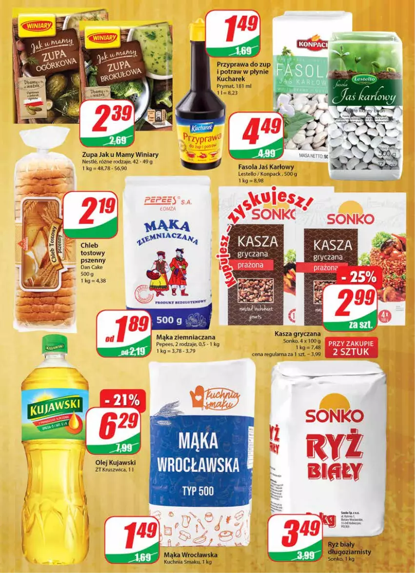 Gazetka promocyjna Dino - Gazetka - ważna 23.06 do 29.06.2021 - strona 9 - produkty: Dan Cake, EPEE, Fa, Fasola, Kasza, Kucharek, Mąka, Prymat, Sonko, Winiary, Zupa