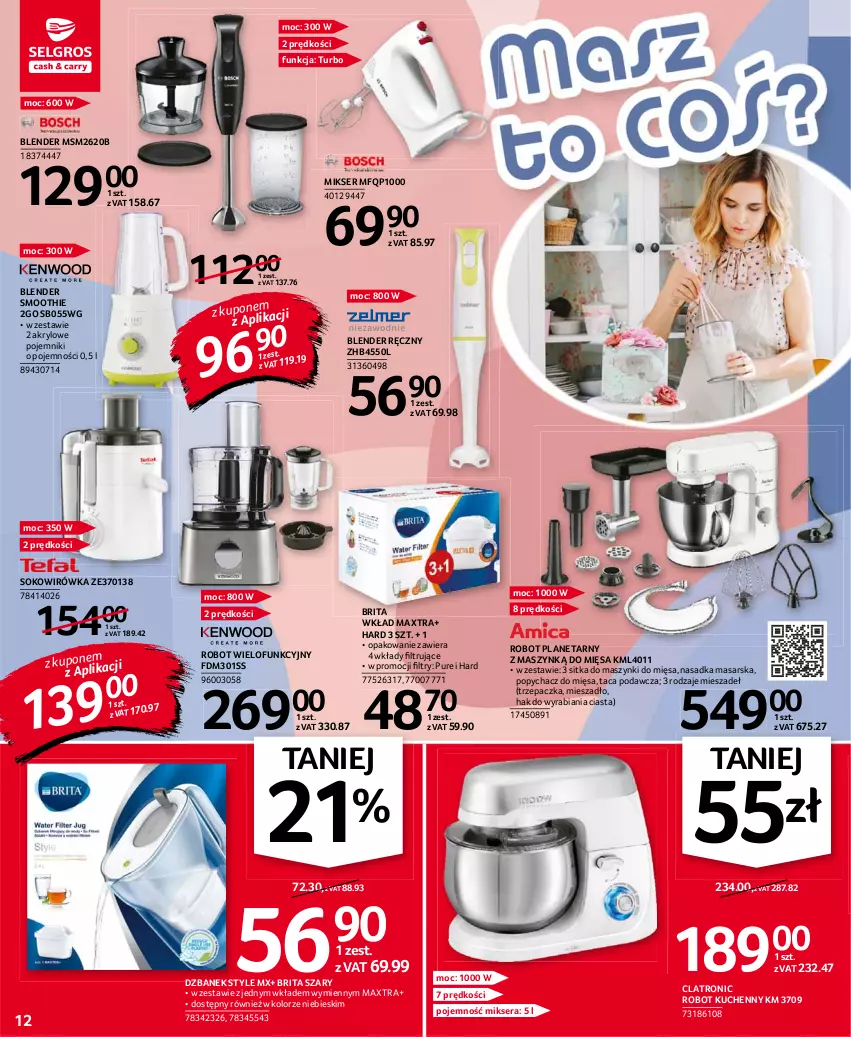 Gazetka promocyjna Selgros - Oferta przemysłowa - ważna 30.09 do 13.10.2021 - strona 12 - produkty: Blender, Blender ręczny, Brit, Brita, Dzbanek, Mieszadło, Mikser, Pojemnik, Pur, Robot, Robot planetarny, Ser, Smoothie, Sok, Taca, Trzepaczka