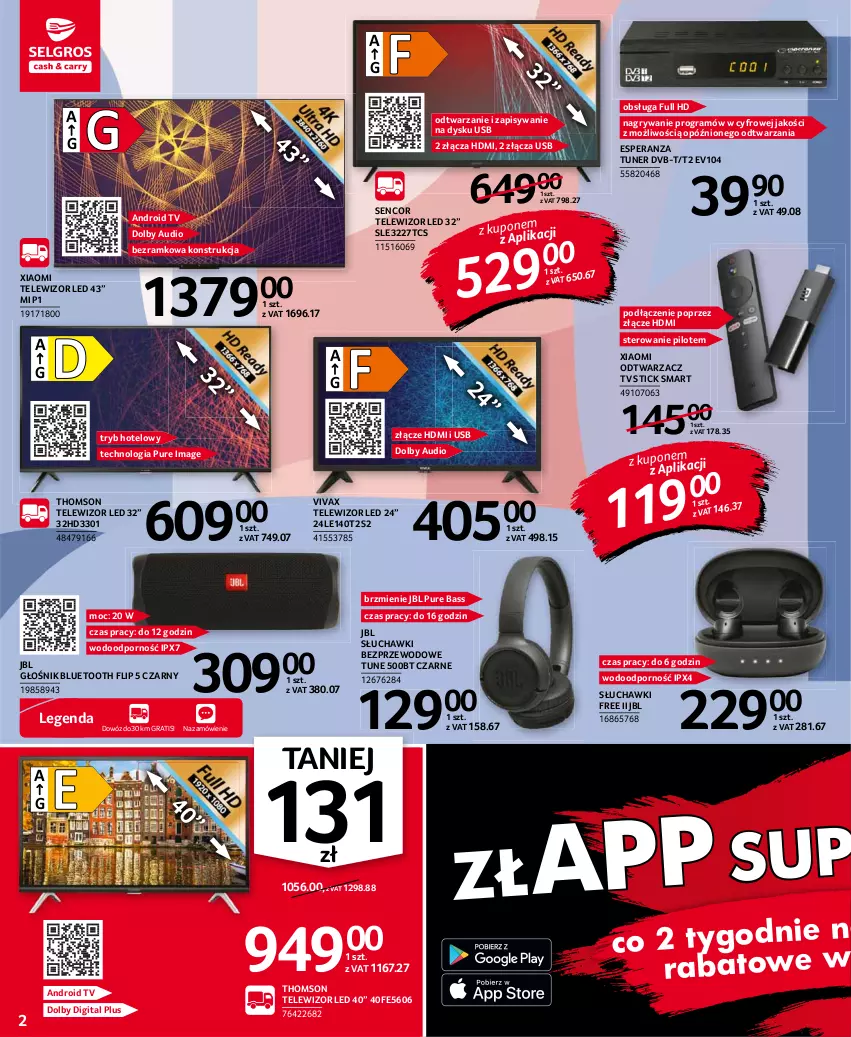 Gazetka promocyjna Selgros - Oferta przemysłowa - ważna 30.09 do 13.10.2021 - strona 2 - produkty: Android TV, Głośnik, Głośnik bluetooth, Gra, Gry, JBL, Por, Pur, Sencor, Słuchawki, Słuchawki bezprzewodowe, Telewizor, Thomson