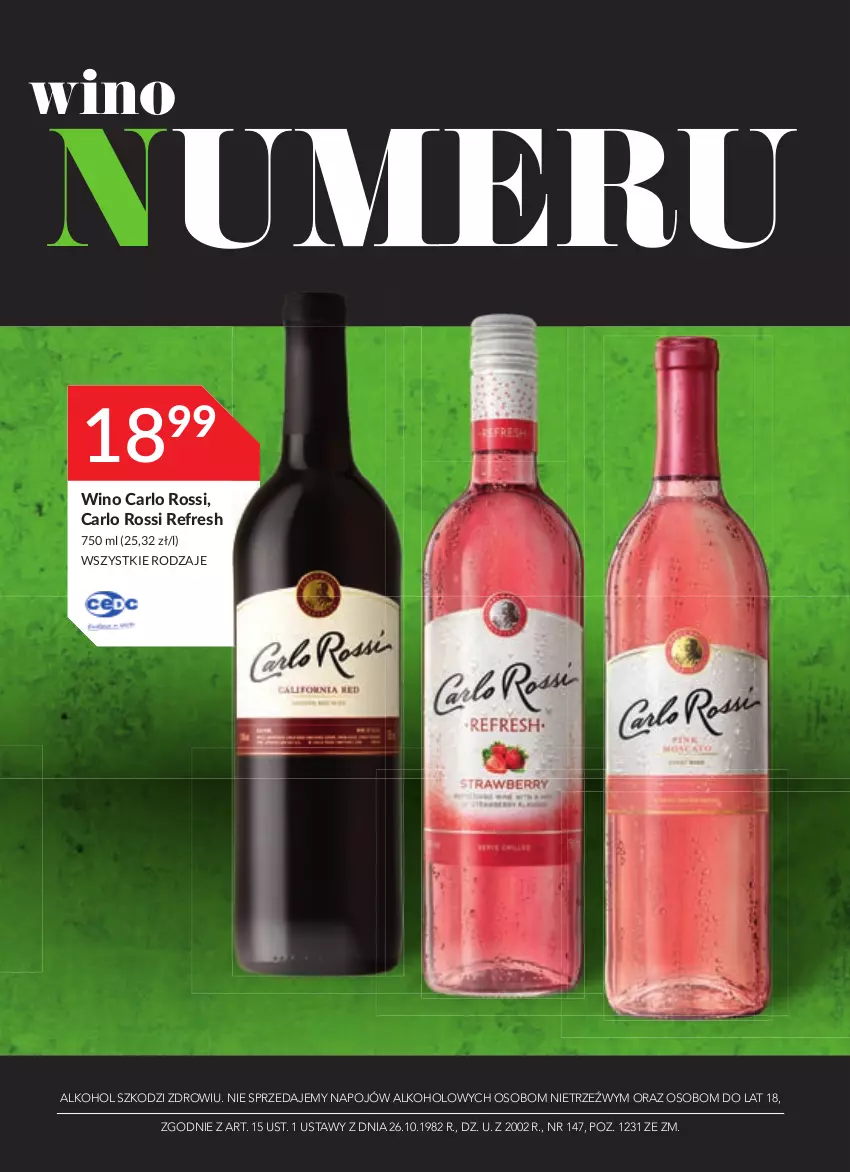 Gazetka promocyjna Stokrotka - Oferta alkoholowa - ważna 16.09 do 13.10.2021 - strona 15 - produkty: Carlo Rossi, Wino