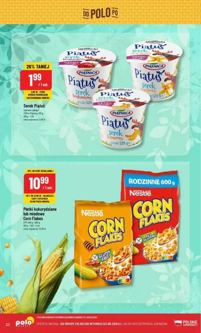 Gazetka promocyjna PoloMarket - ważna 15.05 do 21.05.2024 - strona 15 - produkty: Corn flakes, Ser, Serek