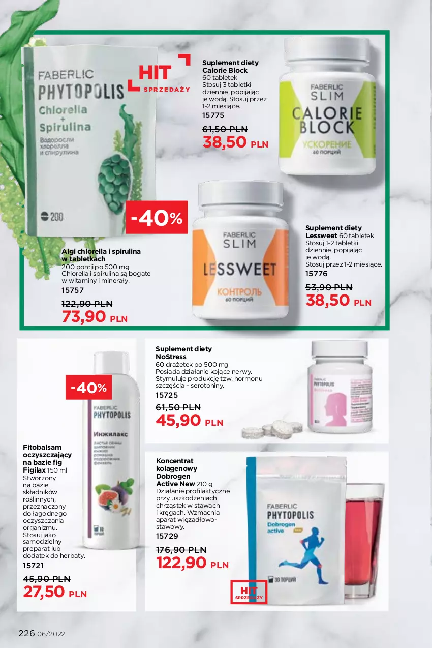 Gazetka promocyjna Faberlic - ważna 04.04 do 24.04.2022 - strona 226 - produkty: Figi, Kolagen, LG, Por, Ser, Stek, Suplement diety, Tablet