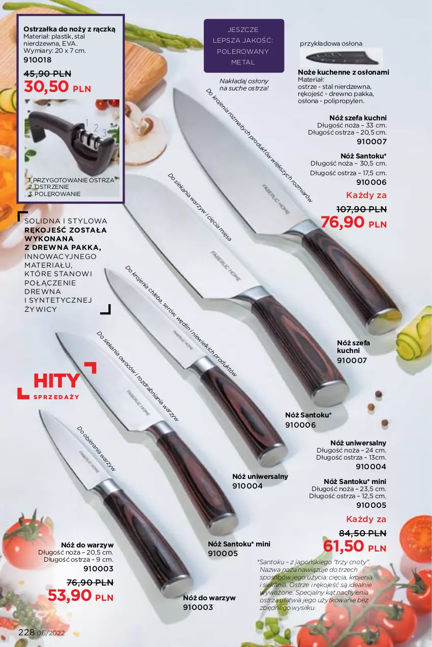 Gazetka promocyjna Faberlic - ważna 04.04 do 24.04.2022 - strona 228 - produkty: Fa, Noż, Nóż szefa kuchni, Nóż uniwersalny, Ostrzałka do noży