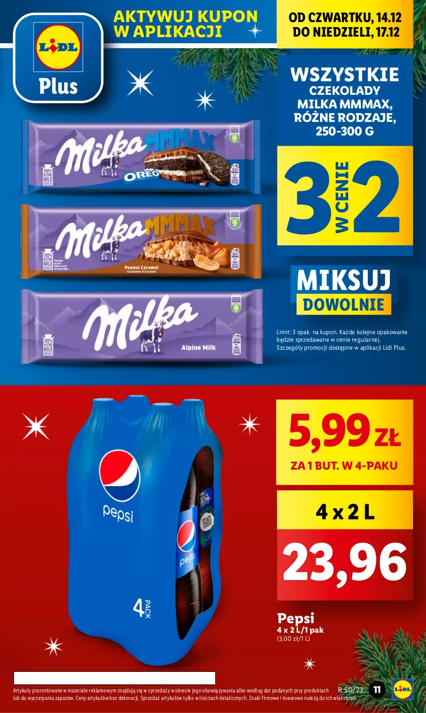 Gazetka promocyjna Lidl - GAZETKA - ważna 14.12 do 17.12.2023 - strona 11 - produkty: Milka, Olej, Pepsi