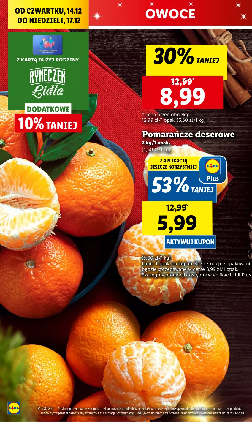 Gazetka promocyjna Lidl - GAZETKA - ważna 14.12 do 17.12.2023 - strona 16 - produkty: Chleb, Deser, Olej, Owoce, Pomarańcze, Ser, Warzywa, Warzywa i owoce